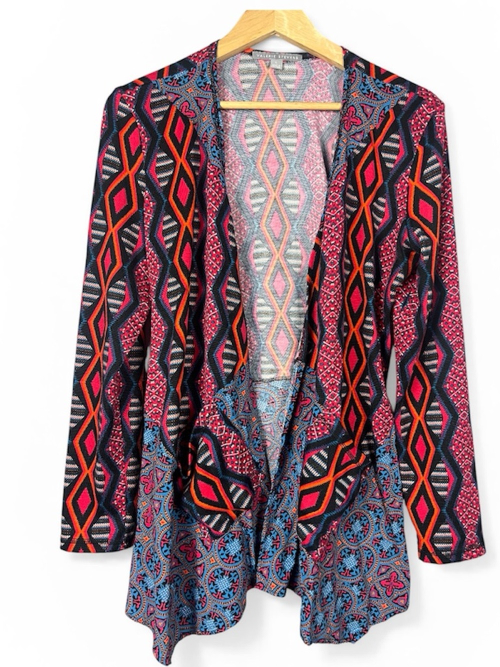 Art-To-Wear Mixed Media Cardigan Pink Orange & Blue